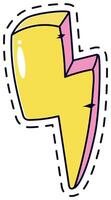Vibrant lightning bolt patch featuring a bright yellow design with a pink outline. Ideal for fashion embellishments, DIY projects, or adding a playful touch to accessories and clothing vector