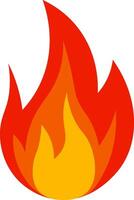 Red and orange cartoon fire flames burning with a white background representing heat, energy, and danger, ideal for illustrations and graphic design projects vector