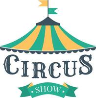 Retro circus tent illustration featuring a striped canopy and decorative banner. Ideal for carnival themed designs, event invitations, or festival promotions with a nostalgic flair vector