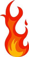 Red and orange cartoon fire flames creating a bright fireball, generating heat and representing concepts such as wildfire and bonfire, isolated illustration vector