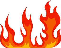 Burning brightly, red and orange cartoon fire flames create a vibrant and energetic visual against a clean white background, radiating warmth and dynamic energy vector