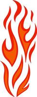 Vivid red and orange cartoon flames forming a bonfire, representing heat, energy, and danger, set against a clean white background, creating a striking visual impact vector