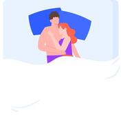 Romantic couple cuddling and sleeping peacefully in bed under a cozy blanket, dreaming together in matching pajamas, creating a serene atmosphere of love and intimacy vector
