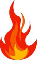 Red and orange cartoon fire flames are burning brightly, creating a fireball and hot bonfire, suitable for representing concepts related to heat, wildfire, and campfire vector