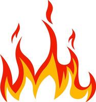 Red and orange cartoon flames burning creating a stylized and vibrant depiction of fire, suitable for various design purposes related to heat, energy, or danger vector