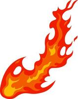 Cartoon fireball flying and burning with large red and orange flames creating a dangerous and hot environment, ideal for representing concepts related to fire, heat, and combustion vector
