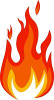 Bright and dynamic cartoon flames rise in shades of red, orange, and yellow, capturing the essence of a lively campfire. The illustration conveys warmth and energy, ideal for fire related themes vector
