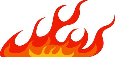 Cartoon flames burning in vibrant shades of bright orange and red create an energetic visual effect, standing out dramatically against a clean white background vector