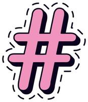 Vibrant pink hashtag symbol outlined with bold black and dotted lines, creating a playful and modern design. Perfect for social media, digital art, and creative projects vector