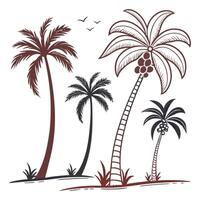 Groups of palm Trees Set Silhouette vector