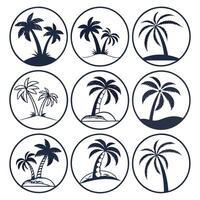 Group of palm Trees Silhouette Set vector