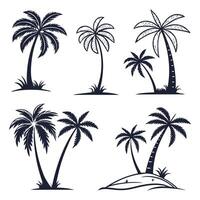 Group of palm Trees Set Silhouette vector