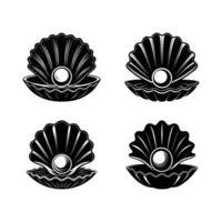 Set of Shell Pearl silhouette vector