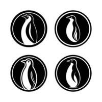 Set of penguin silhouettes on a white background vector