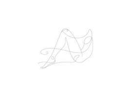 This continuous line drawing showcases a female figure in a relaxed pose, highlighting the beauty of flowing lines. vector