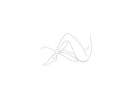 A minimalist, single-line drawing of a woman's legs and feet in a relaxed pose. vector