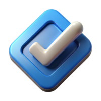 3D Render of a Checkmark Icon in a Blue Square png