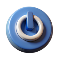 3D Render of a Blue and White Power On Off Button png