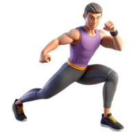3D Render of a Muscular Man in a Running Pose png