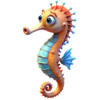 Adorable Cartoon Seahorse Character - 3D Render png