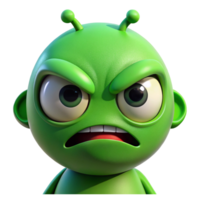 Angry Green Alien Character, 3D Render png