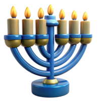 Festive Blue Menorah with Lit Candles - Hanukkah png