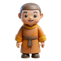 3D Render of a Smiling Young Buddhist Monk png