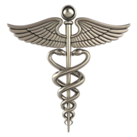 3D Render of the Caduceus Medical Symbol - Silver png
