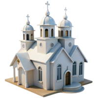 3D Render of a White Church with Three Domes png