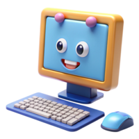 Happy Computer Character 3D Render of a Smiling png