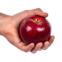 Healthy Red Apple Balanced on a Palm png
