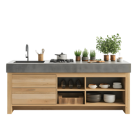 Stylish kitchen island with spacious countertop for cooking png
