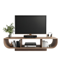 Stylish TV stand featuring multiple shelves for organization png