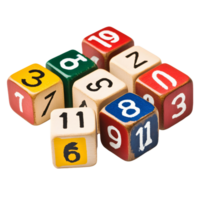 Number cubes with digits from one to ten for learning activities png