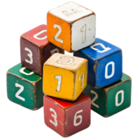 Fun number cubes with digits from one to ten for math practice png