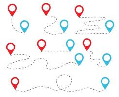 Pointer Path Between two map pins, Start to Finish Route, Tracking Trace Location vector