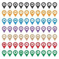 Map Pin Location Icons Set, Travel and Destination Markers, Colored Pointers Signs vector