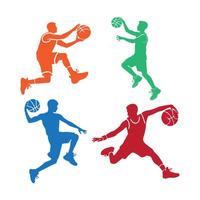 Silhouettes of basketball players. vector