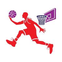 Colored basketball player silhouettes for sports designs. vector