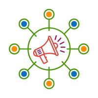 Megaphone with network connections. vector