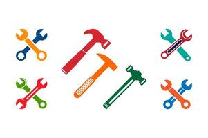 A collection of essential hand tools colored icon. vector