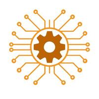 Abstract gear with circuit design. vector