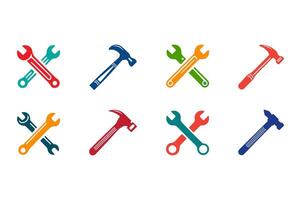 Silhouette icons of common hand tools. vector