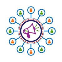 Colored marketing and communication network icon design. vector