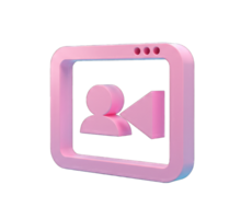A cute pink 3D render of a conference call icon perfect for website design or app interfaces png