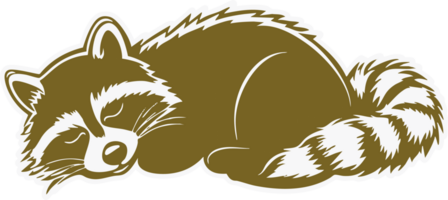Adorable illustration of a sleeping raccoon perfect for stickers decals or apparel designs Its peaceful pose and brown tones create a calming mood png