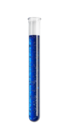 Bright blue liquid in a test tube showcasing science experiments. png