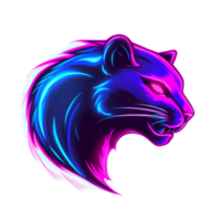 neon blue and pink panther head on transparent background png