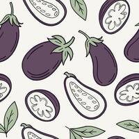 A pattern with eggplant and leaves vector