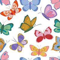 Children cute seamless pattern with colourful butterflies. Butterfly on a white background vector